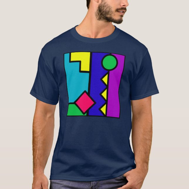 Retro 80er Farbblock T-Shirt (Vorderseite)