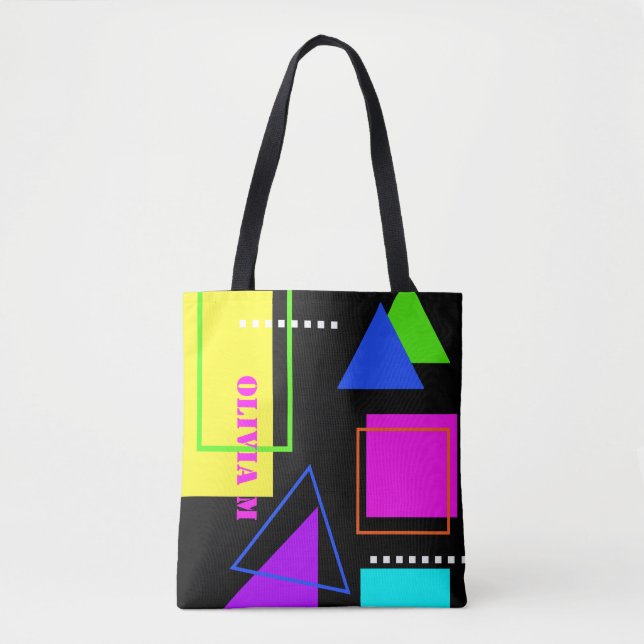 RETRO 80er FASHION NEBENFLUORO BOLD GEOMETRISCHER  Tasche (Vorderseite)