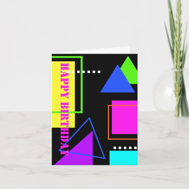 RETRO 80er FASHION NEON FLUORO GEOMETRIC GEBURTSTA Karte (Vorderseite)