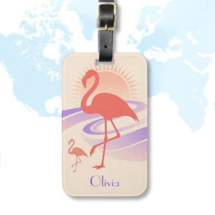 Retro 80er Flamingo Vibes – Pastell-Sonnenuntergan Gepäckanhänger