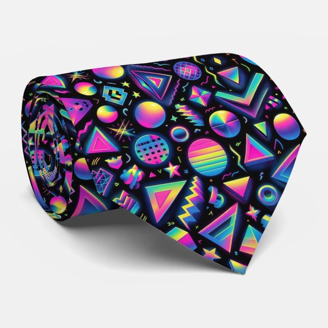 Retro-80er-Funky-Formen-Neon-Halstuch Krawatte (Gerollt)