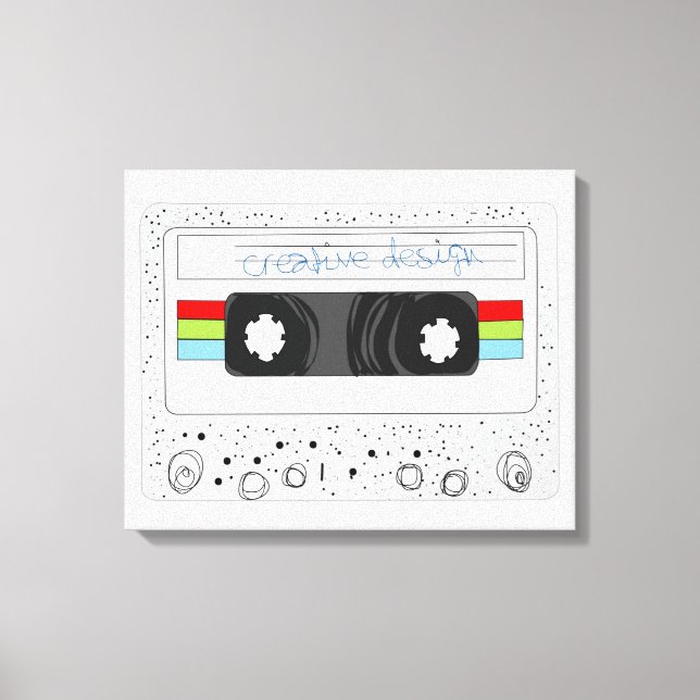 Retro 80er Funky Kassettenband Leinwanddruck (Vorderseite)