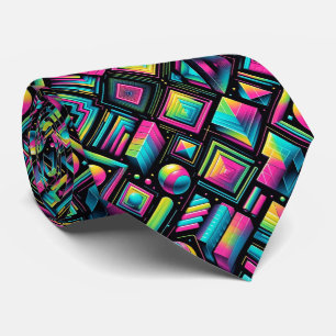 Retro-80er-Funky-Shapes-Neon-Halstuch Krawatte