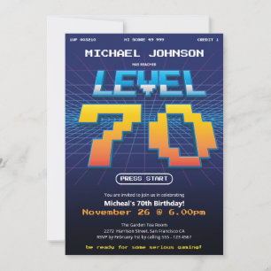 Retro 80er Funny 70. Geburtstagsparty Einladung