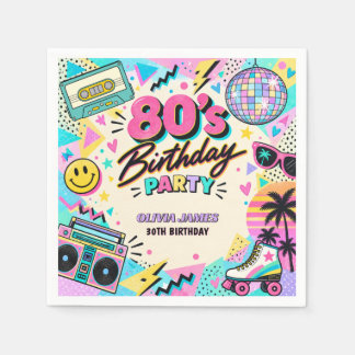 Retro 80er Geburtstag Serviette