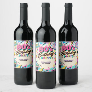 Retro 80er Geburtstag Weinetikett