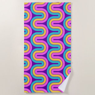 Retro 80er Geometric Gradient Wave Design Strandtuch