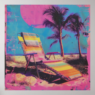 Retro 80er Handtuch über einem Synthwave-Album mit Poster