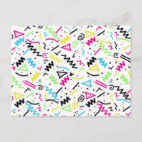 Retro 80er Jahre Neon Pink Green Blue Yellow Doodl