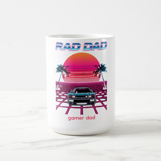 Retro 80er Jahre Rad Dad Synthwave Auto Neon Grid  Kaffeetasse (Mittel)