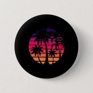Retro-80er-Jahre-Sonnenuntergang-Palmenstrand-Feri Button
