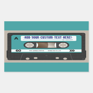 Retro 80er Kassetten-Band-personalisierter Rechteckiger Aufkleber