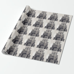 Retro 80er Kassettenrekorder Muster. Geschenkpapier