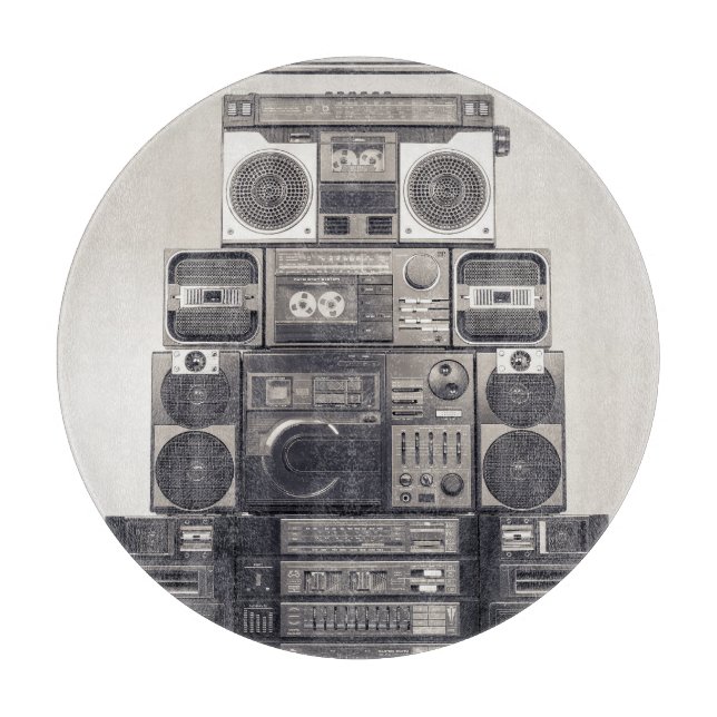 Retro 80er Kassettenrekorder Muster. Schneidebrett (Vorderseite)
