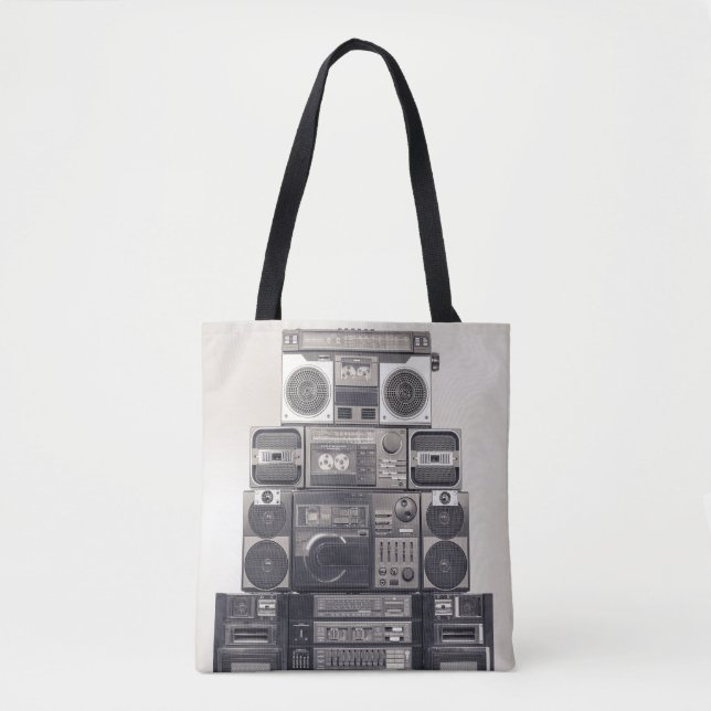 Retro 80er Kassettenrekorder Muster. Tasche (Vorderseite)