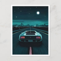 Retro 80er Lo-Fi Vaporwave Futuristic Supercar