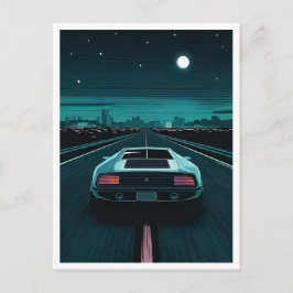 Retro 80er Lo-Fi Vaporwave Futuristic Supercar Postkarte