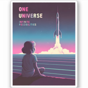 Retro 80er LoFi Vaporwave Space Exploration Aufkleber