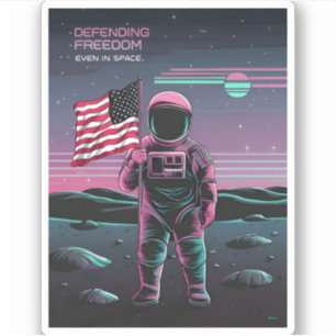 Retro 80er LoFi Vaporwave US Patriotic Astronaut Aufkleber