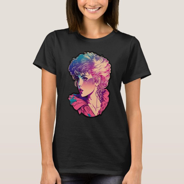 Retro 80er Mädchen mit Big Hair Matching Party Out T-Shirt (Vorderseite)