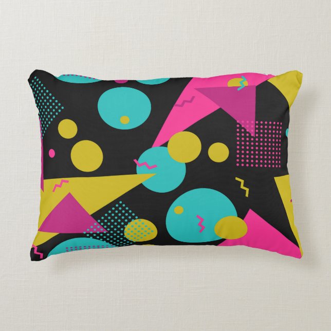 Retro 80er Memphis Geometric Design Dekokissen (Vorderseite)