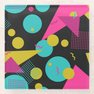 Retro 80er Memphis Geometric Design Glasuntersetzer