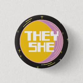 Retro 80er Moon Sie/sie Pronouns Button