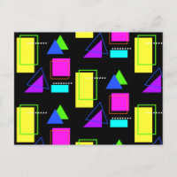 RETRO 80er NEON FLUORO FARBE GEOMETRIC FORMDRUCK