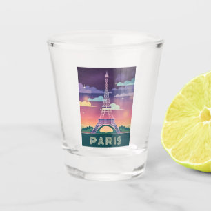 Retro 80er Neon Synthwave Eiffel Tower Paris Frank Schnapsglas