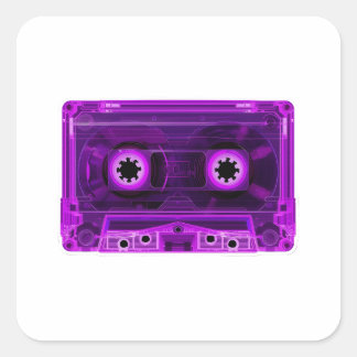 Retro 80er Neon Violette Transparente Kassette Di Quadratischer Aufkleber