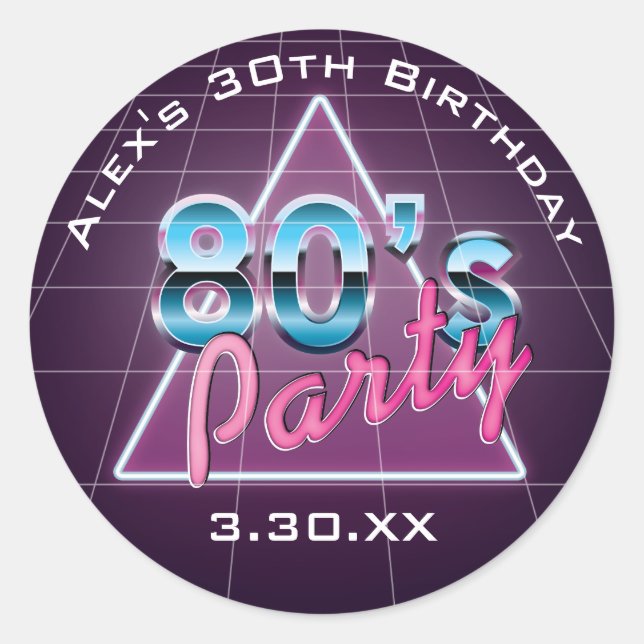 Retro 80er Party Sticker (Vorderseite)