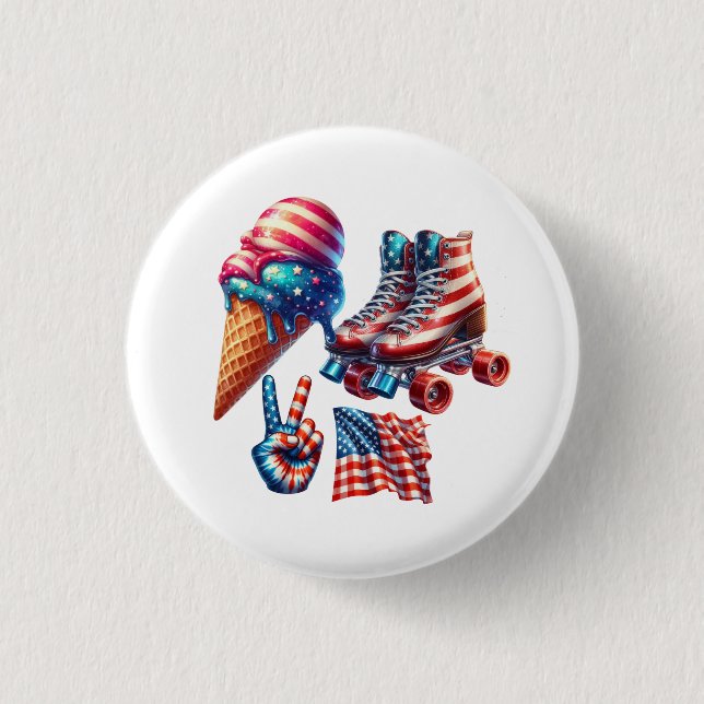 Retro-80er-Patriot-Flagge Button (Vorderseite)