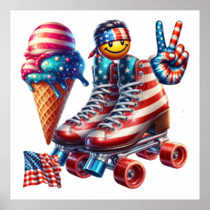 Retro 80er Patriot-Flagge Poster