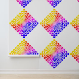 Retro 80er Pixel Glass Pyramid Checkerboard Tapete