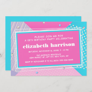 Retro 80er Pop Art Geburtstagsparty Einladung