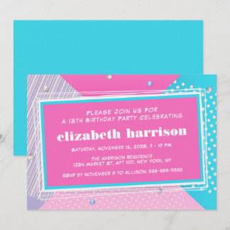 Retro 80er Pop Art Geburtstagsparty Einladung