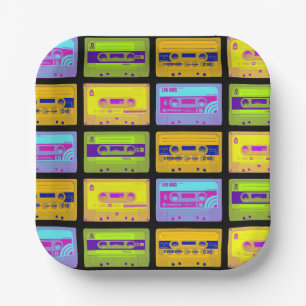 Retro 80er Pop Art Kassetten Pappteller