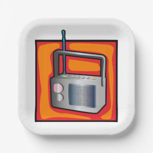 Retro-80er-Pop-Art-Radio-Vintage Pappteller