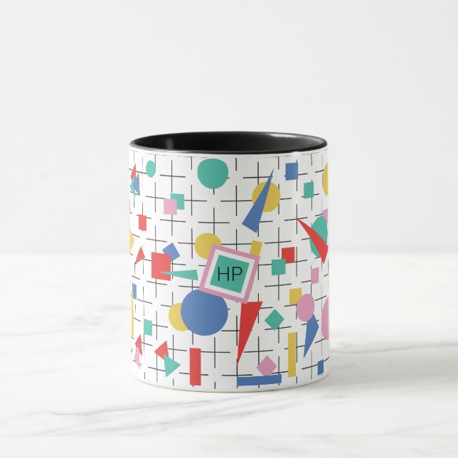 Retro-80er-Pop-Kunstgeometrie Tasse (Zentrum)