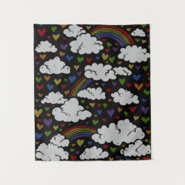 Retro 80er Rainbow Hearts Wandteppich