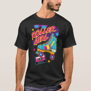 Retro 80er Roller Girl Sun Brils Music Cassette T T-Shirt