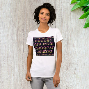 Retro-80er Rosa und Gelb leuchtendes Neon-Alphabet T-Shirt