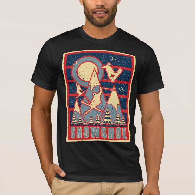 Retro 80er Schneeschuhski T-Shirt (Vorderseite)