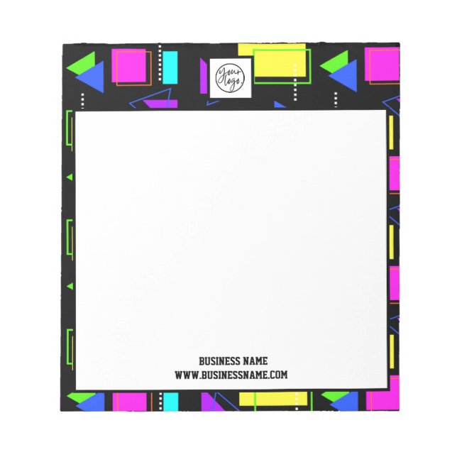 RETRO 80er SHAPE PATTERN BUSINESS COMPANY LOGO Notizblock (Vorderseite)