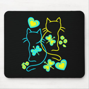 Retro 80er Sommerkatzen Herz Blume Katze Kitten Ch Mousepad