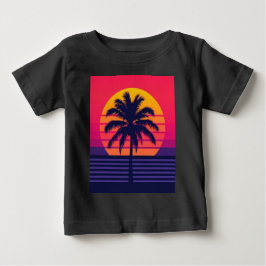 Retro 80er Sonnenuntergang Palme Synthwave Kunst Baby T-shirt