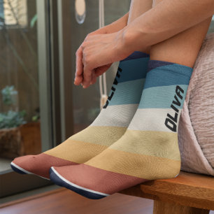 Retro 80er Streifen Personalisiert Socken