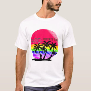 "Retro 80er Summer Vibe T - Shirt - Rainbow Palm S