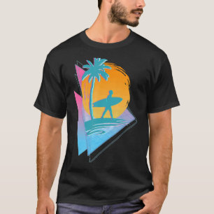 Retro 80er Synthwave Surfer Palmen Trees Vapo T-Shirt