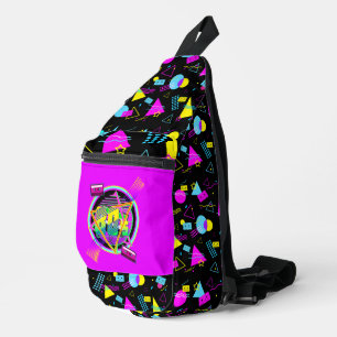 RETRO 80er TAPE FARBIGE FORMEN Crossbody Bag